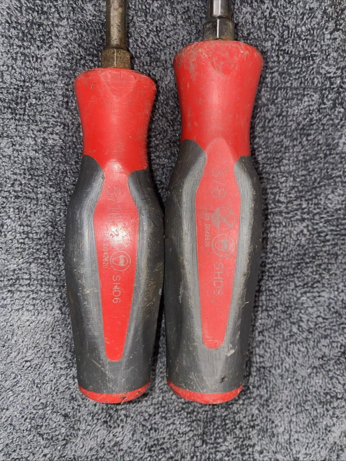 Snap On Instinct Red Soft Grip Screwdriver 5/16/SHD6/3/8SHD8 Set2