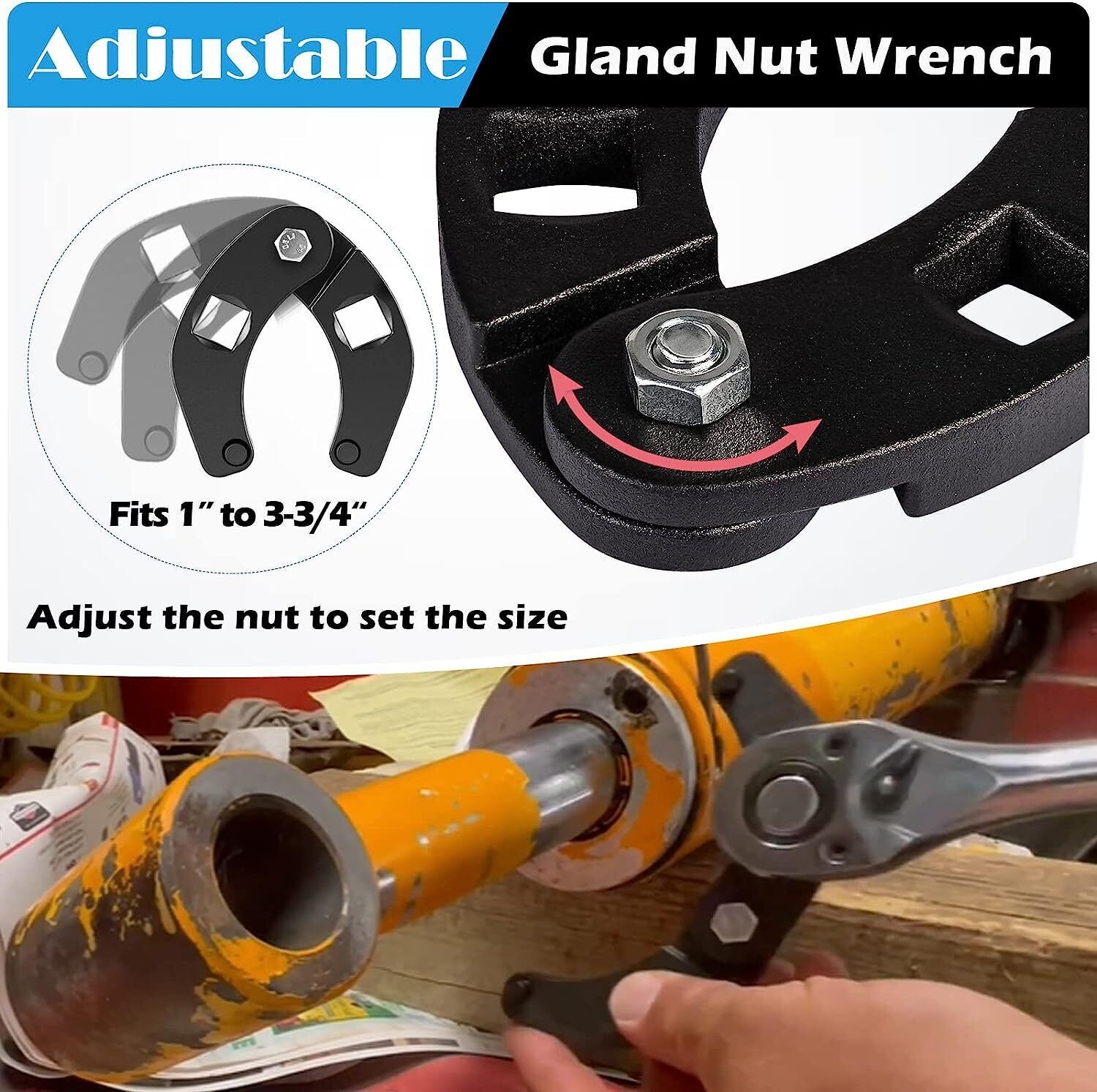 For Hydraulic Cylinders Adjustable Gland Nut Wrench Small Pin Spanner Tools 7463