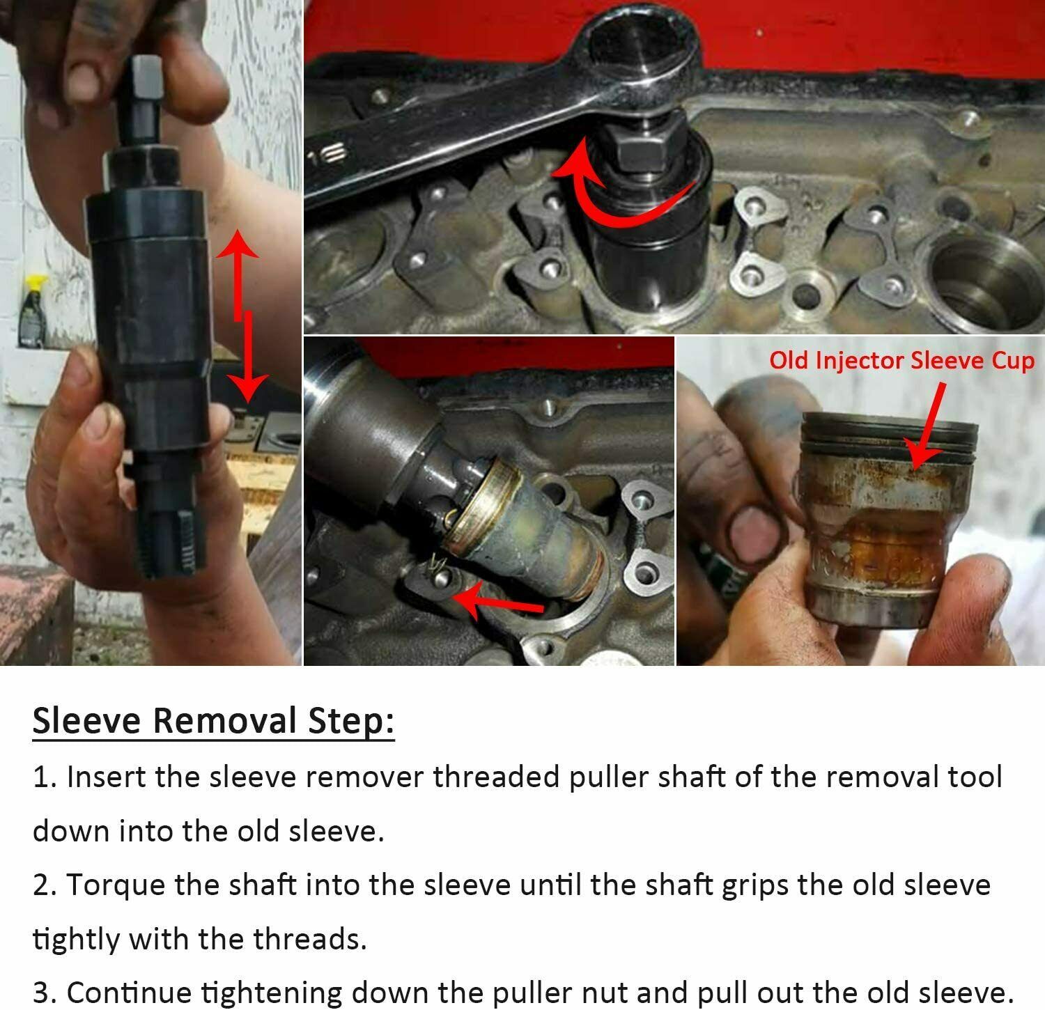 For Cat C7 C9 Caterpillar 3126B Injector Sleeve Cup Removal Tool & Install Kit