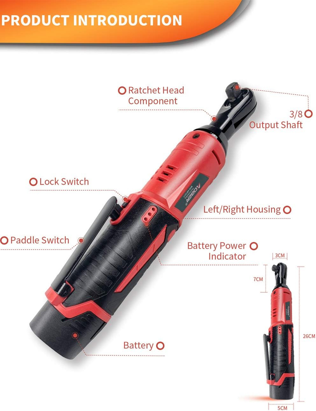 Cordless Electric Ratchet Wrench Set 3/8 Inch 12V Power Tool Kit with 2 Lithium