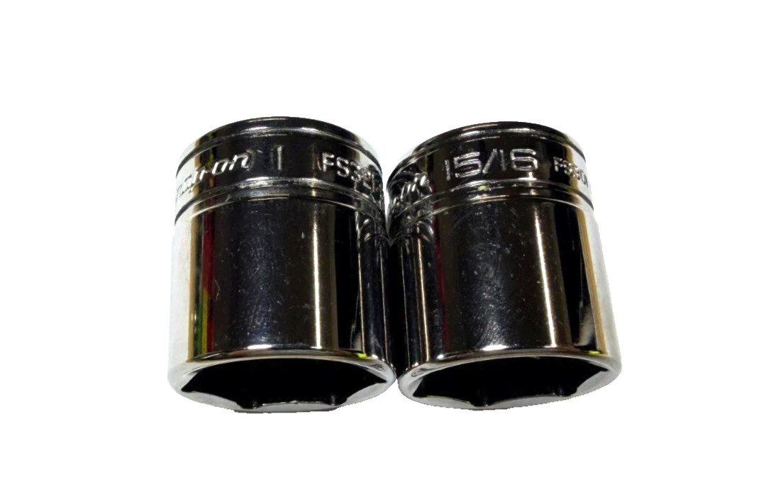 Snap-On Tools NEW 3/8″ drive 15/16″ & 1″ 6-point SHALLOW Sockets FS301 FS321