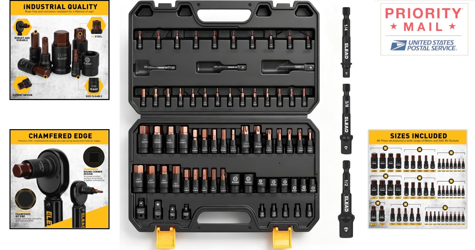 CR-V & S2 Alloy 66-Piece Socket Set with Easy Size Identification