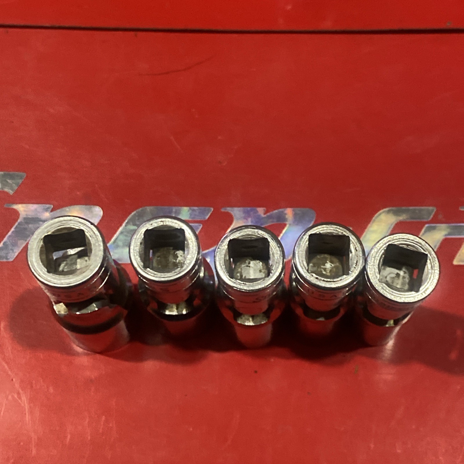Snap On set of 5, 3/8″ Drive 6 pt Flank Drive Deep Universal Socket, FSU series