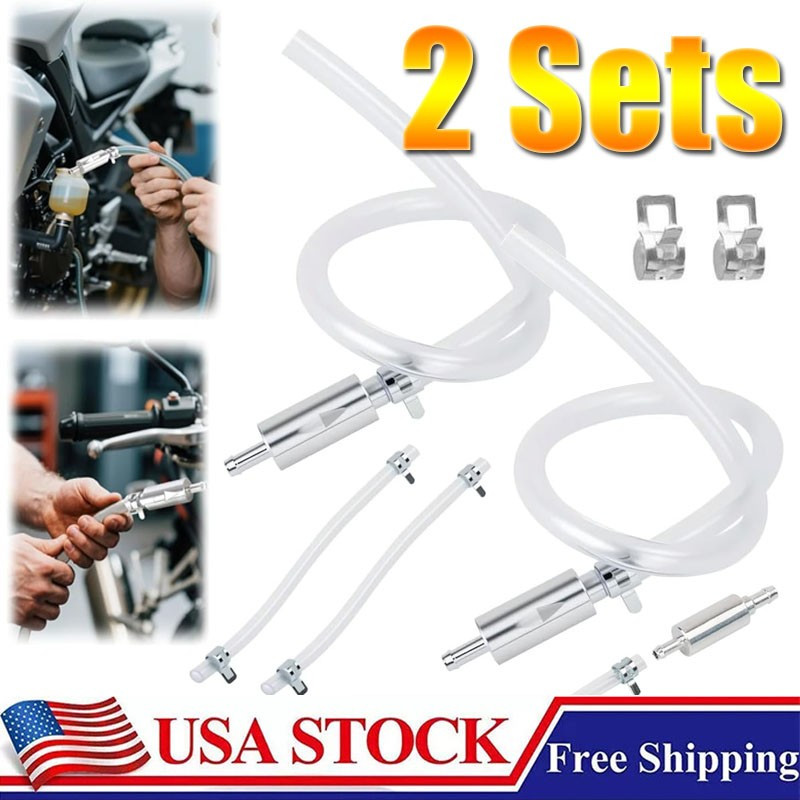 Car Motorcycle Clutch Brake Bleeder Hose One Way Valve Tube Bleeding Tool Kit US