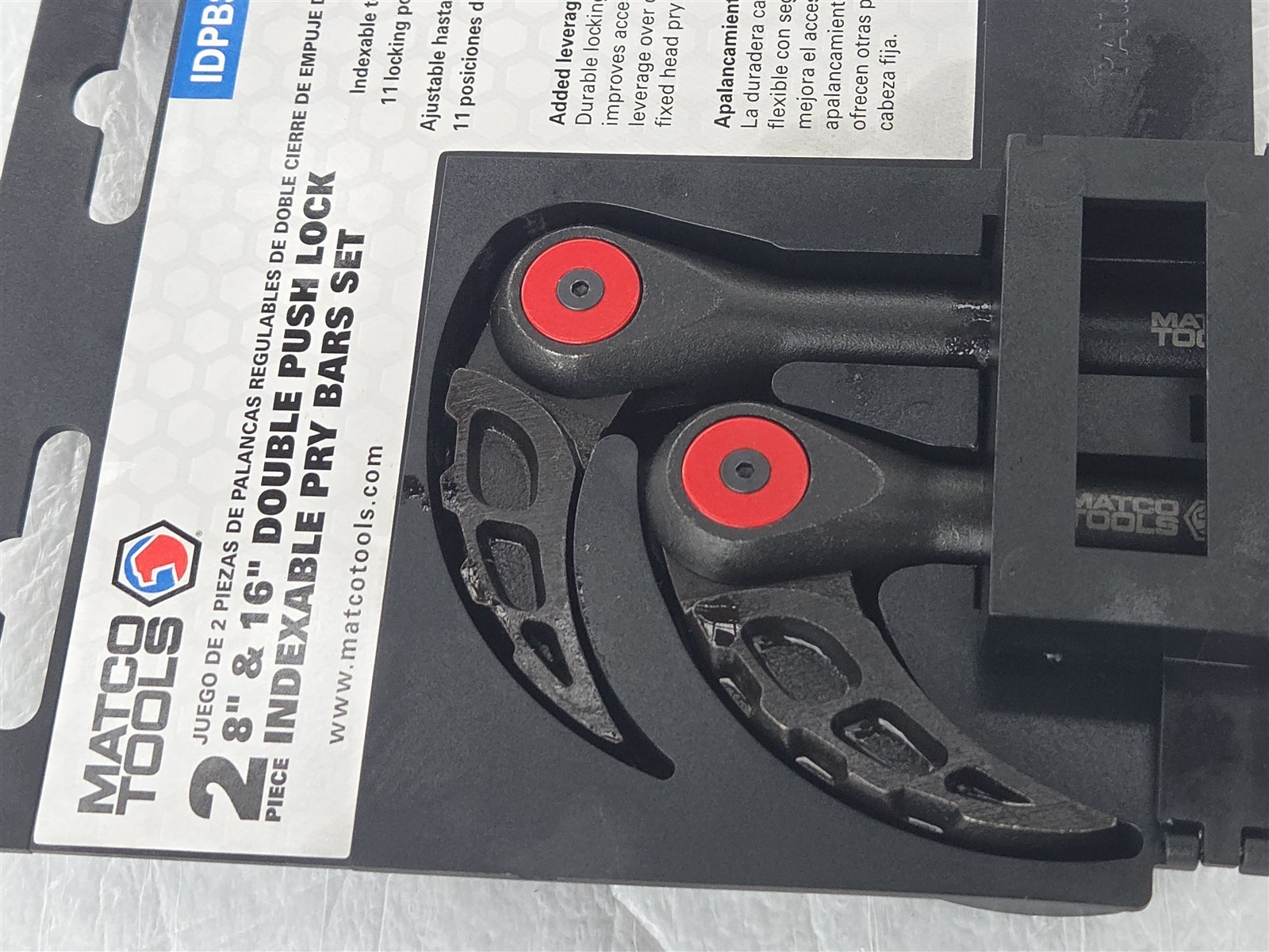 NEW Matco Tools IDPBSET2A 2-pc 8″ & 16″ Double Push Lock Indexable Pry Bar Set