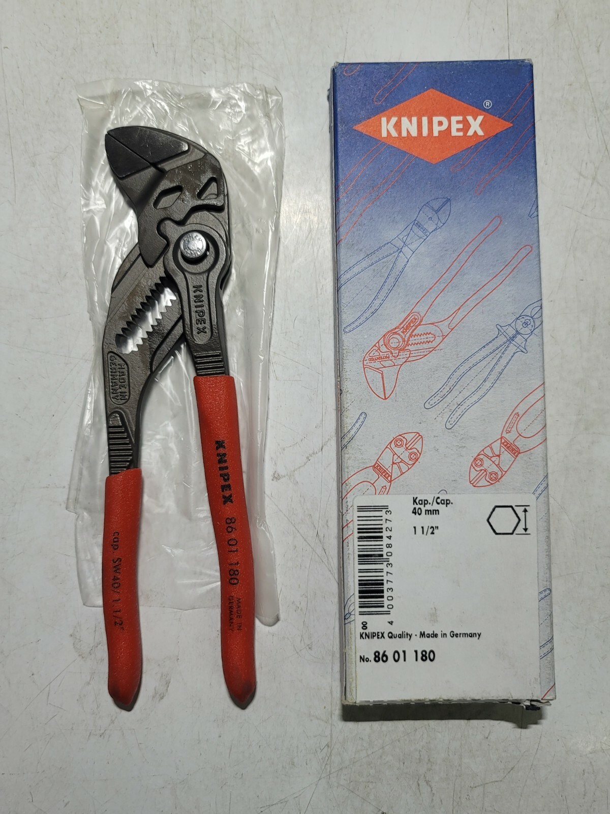 Knipex 7″ Adjustable Pliers Wrench 1-1/2″ Jaw Opening! No Pinch Handle #8601180