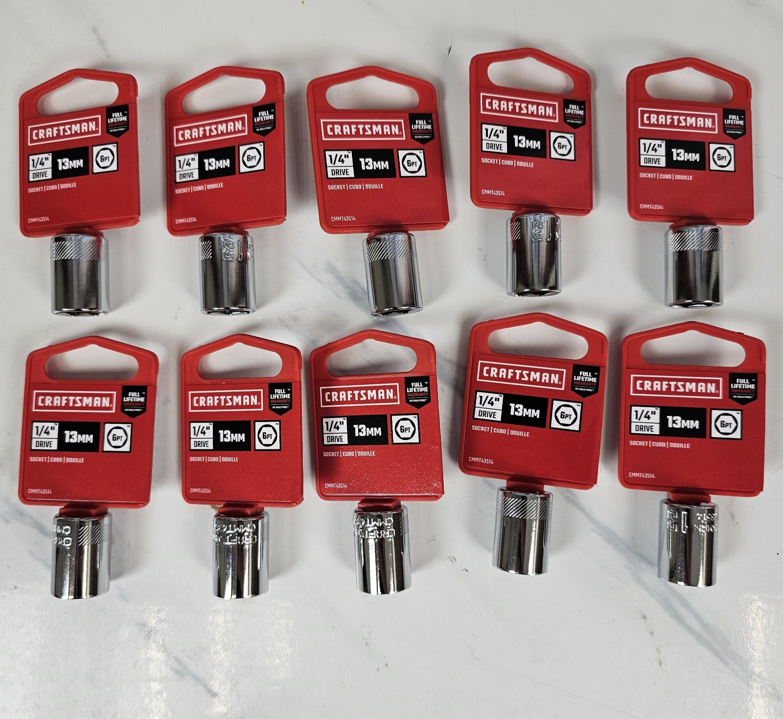 10 PACK – 13mm CRAFTSMAN TOOLS CMMT43514 Metric MM 6-pt 1/4-in Dr Shallow Socket