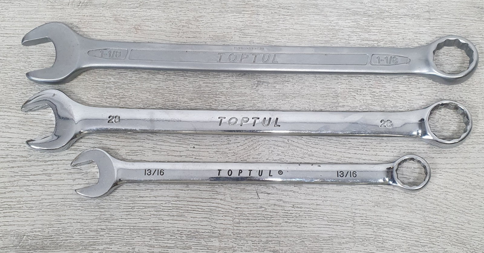 3 x Toptul Combination Spanners Metric and Imperial Mixed Bundle – B7