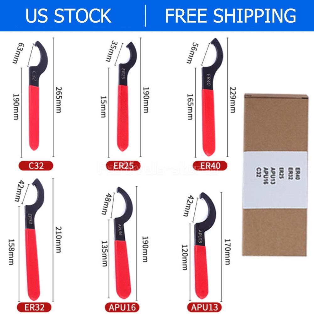 6PCS Coilover Spanner Wrench Set C-Shape Shock Spanner Hook Wrench Adjust Tools