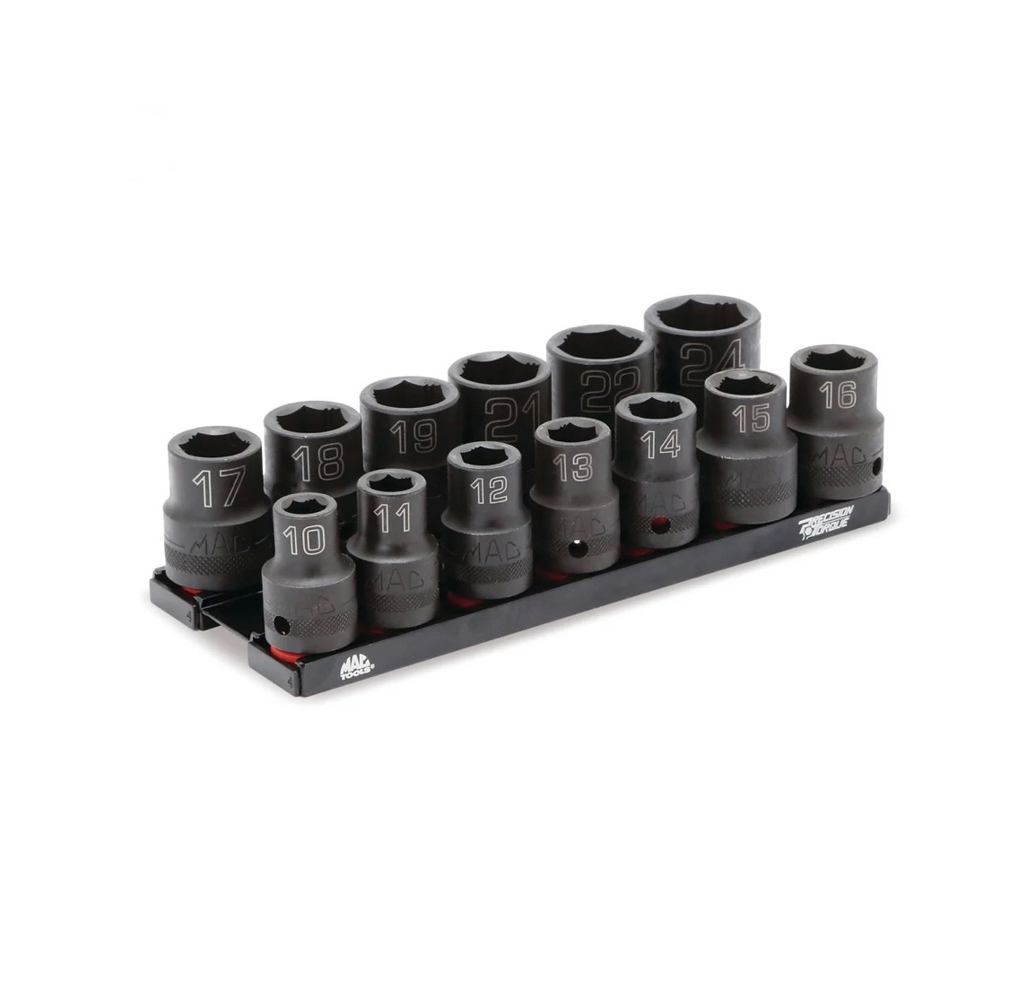 Mac Tools SVPM136BRPT 13-piece 1/2″ drive metric spherical impact socket set