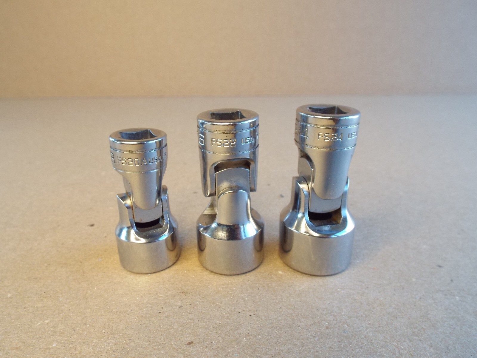 VTG Snap-On 3-Pc 3/8″ Dr 6 Pt SAE Swivel Socket 5/8″ 11/16″ 3/4″ USA – Nice !
