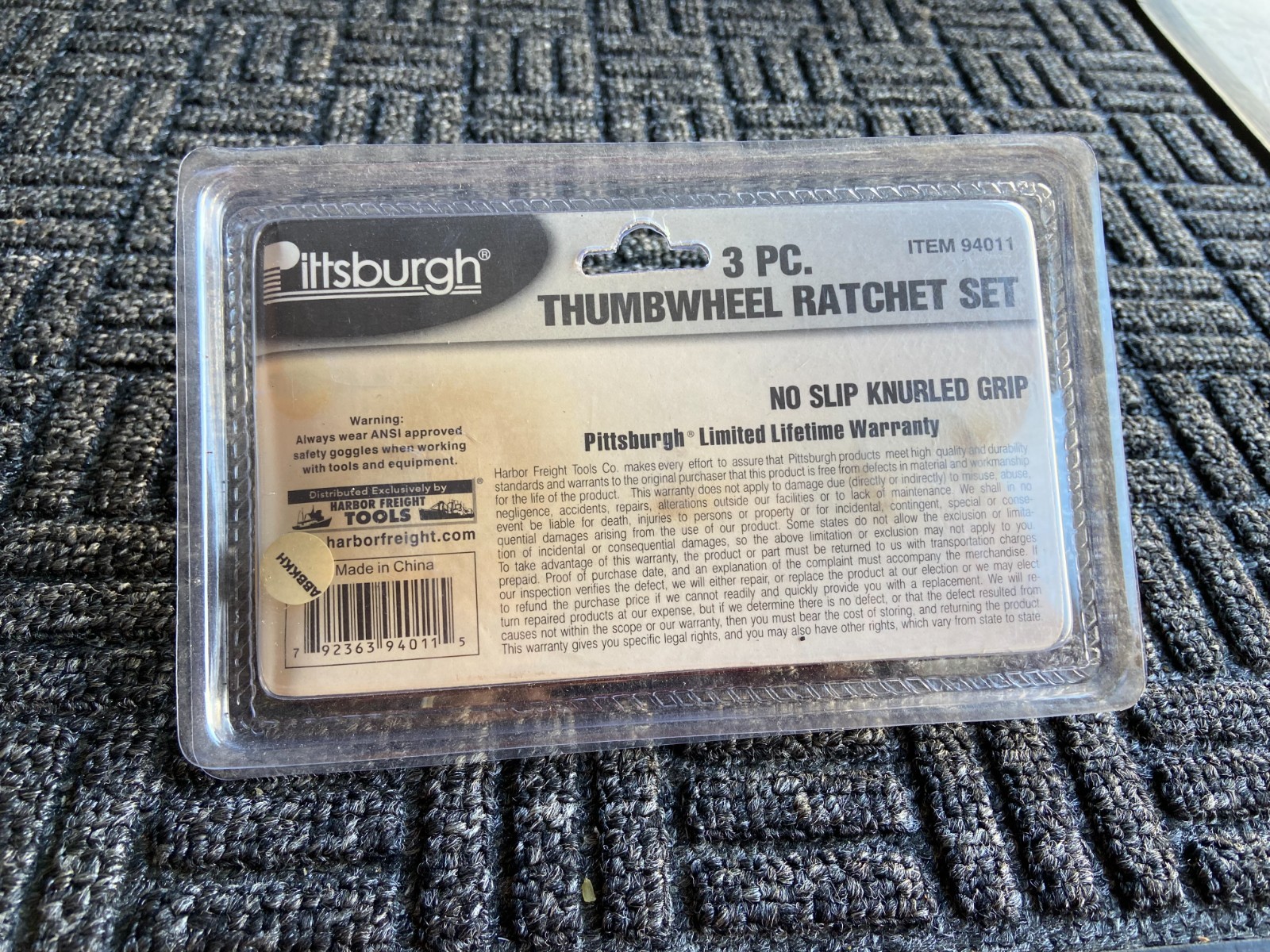 Pittsburgh 94011 -3 PC Thumb Wheel Ratchet Set Reversing Thumb Lever Knurled~NEW