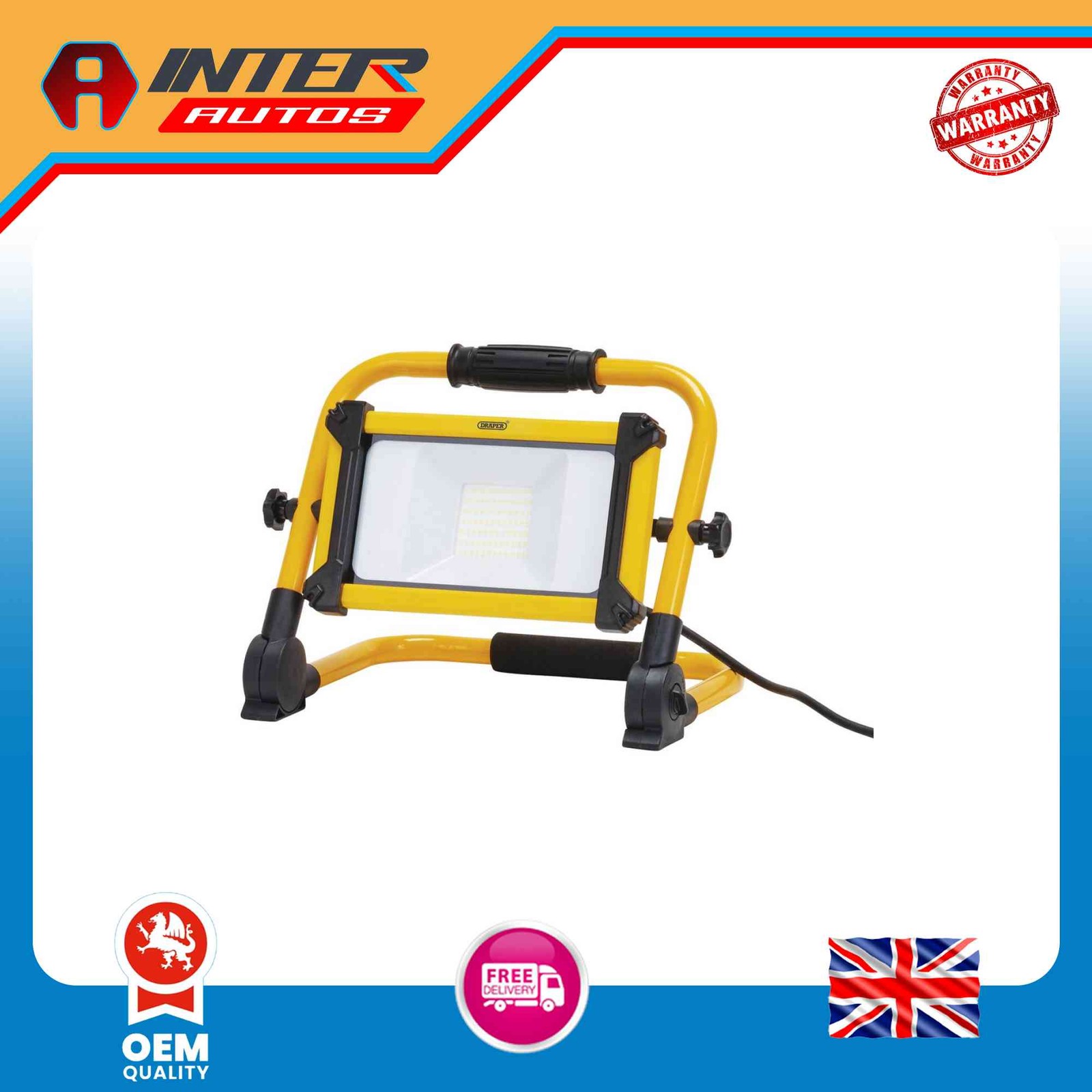 Draper 110V SMD LED Folding Site Light, 10W, 1100 Lumens 03171 03171