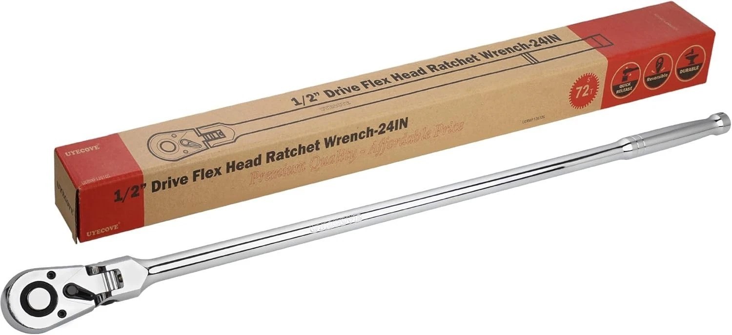 Pro 1/2 Drive Ratchet – 24″ Flex Head, 72 Tooth, Cr-Mo, Quick Release