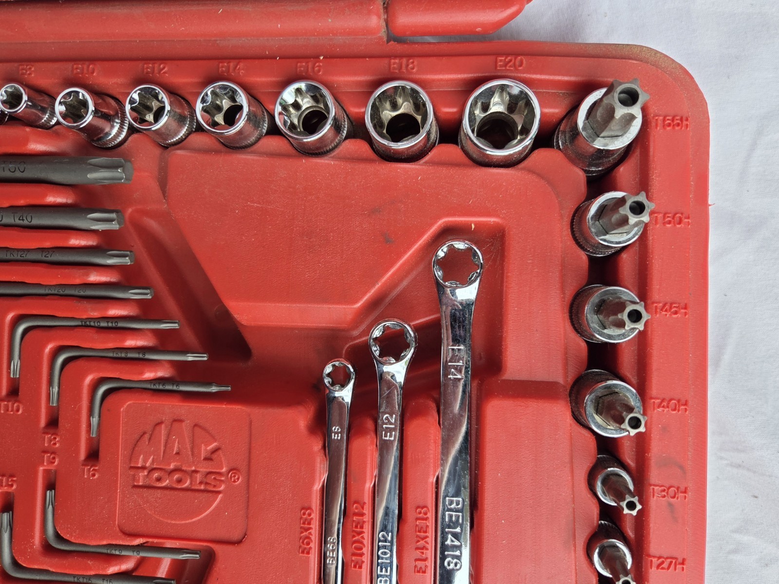 MAC TOOLS SMXT62B Torx Star Socket Driver Wrench Set Excellent Condition 62 Pc