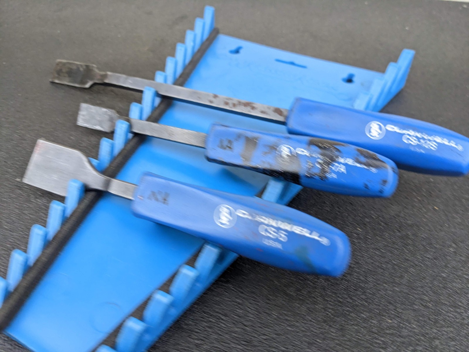 #bn963 Cornwell Tools USA CS Classic Blue Hard Handle Carbon Scraper Set