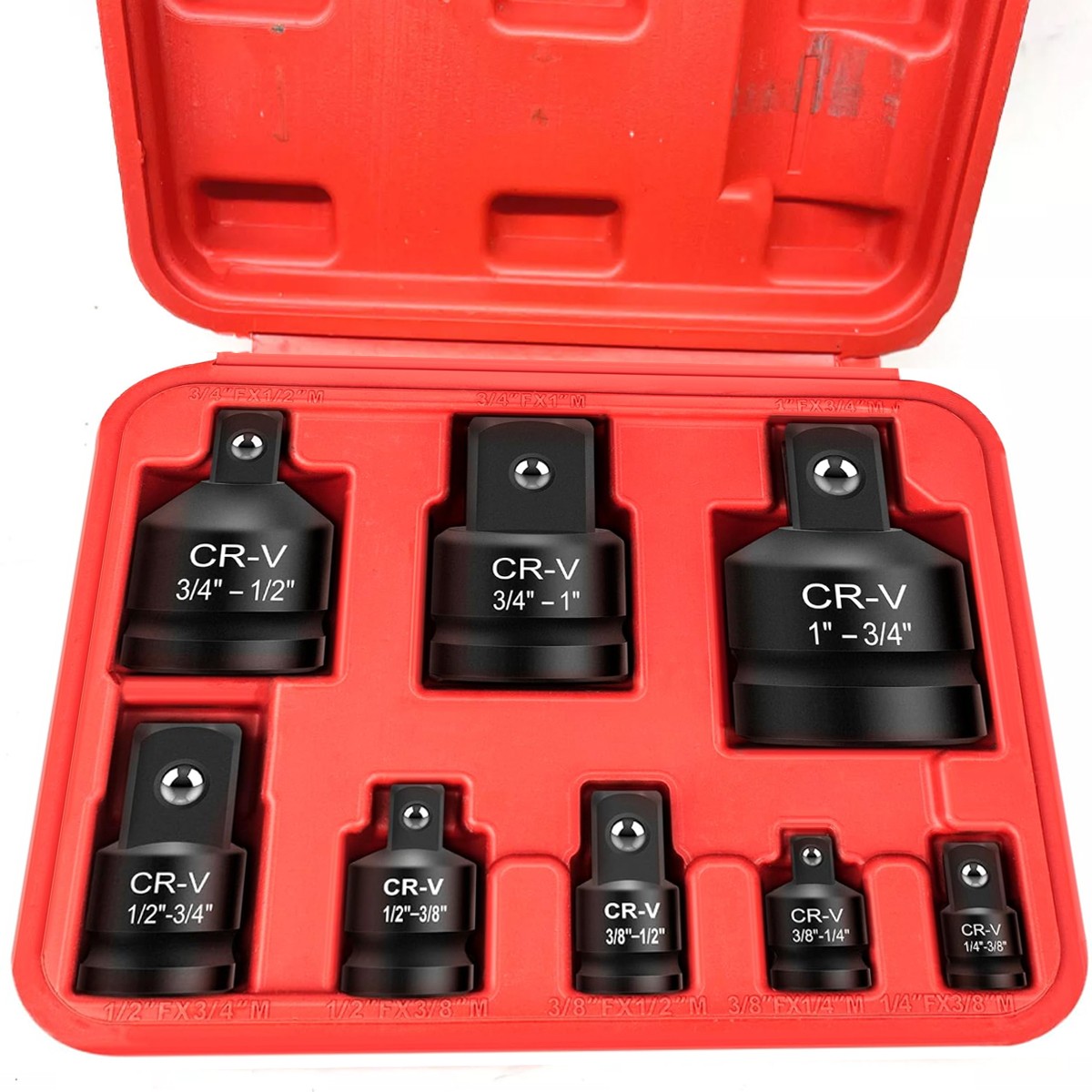 8PC IMPACT SOCKET ADAPTOR CONVERTER REDUCER 1/2 3/8 1/4 INCH DRIVE STEP UP DOWN