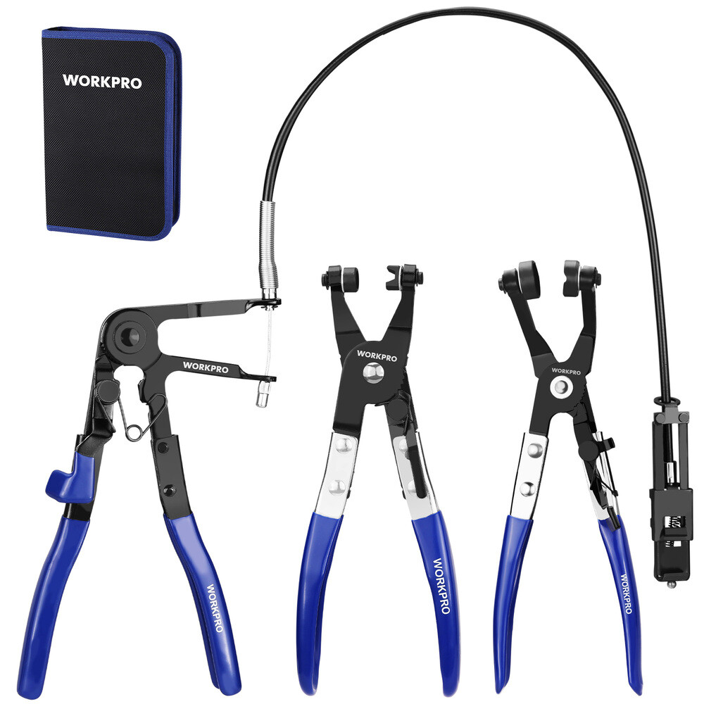 WORKPRO Hose Clamp Plier Set 27″ Long Reach Wire Spring Hose Clamp Plier 3-PIECE