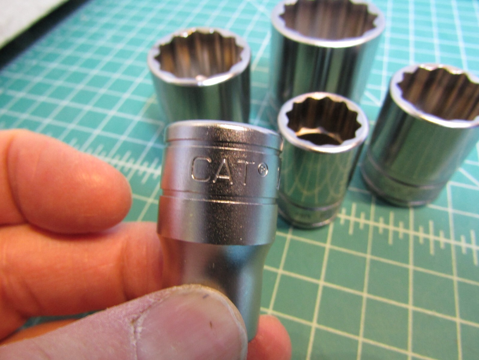 Lot of 5 CAT Sockets, NEW all ½” Drive, Standard Sockets 12 pt, 1 – ½” # 1S-0259