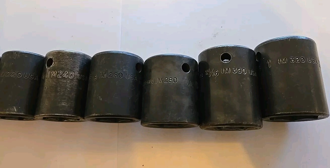 Snap On 1/2″ Drive 3/8″-1″ 6PT SAE Shallow Impact Sockets With Rack Lot Of 11