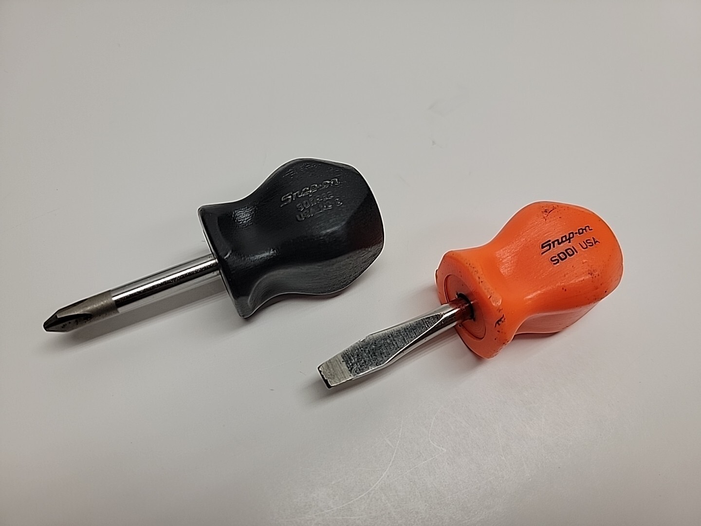 Snap On Tools ORIGINAL Stubby Screwdriver Set SDD1 & SDDP22 Orange/Black Handle