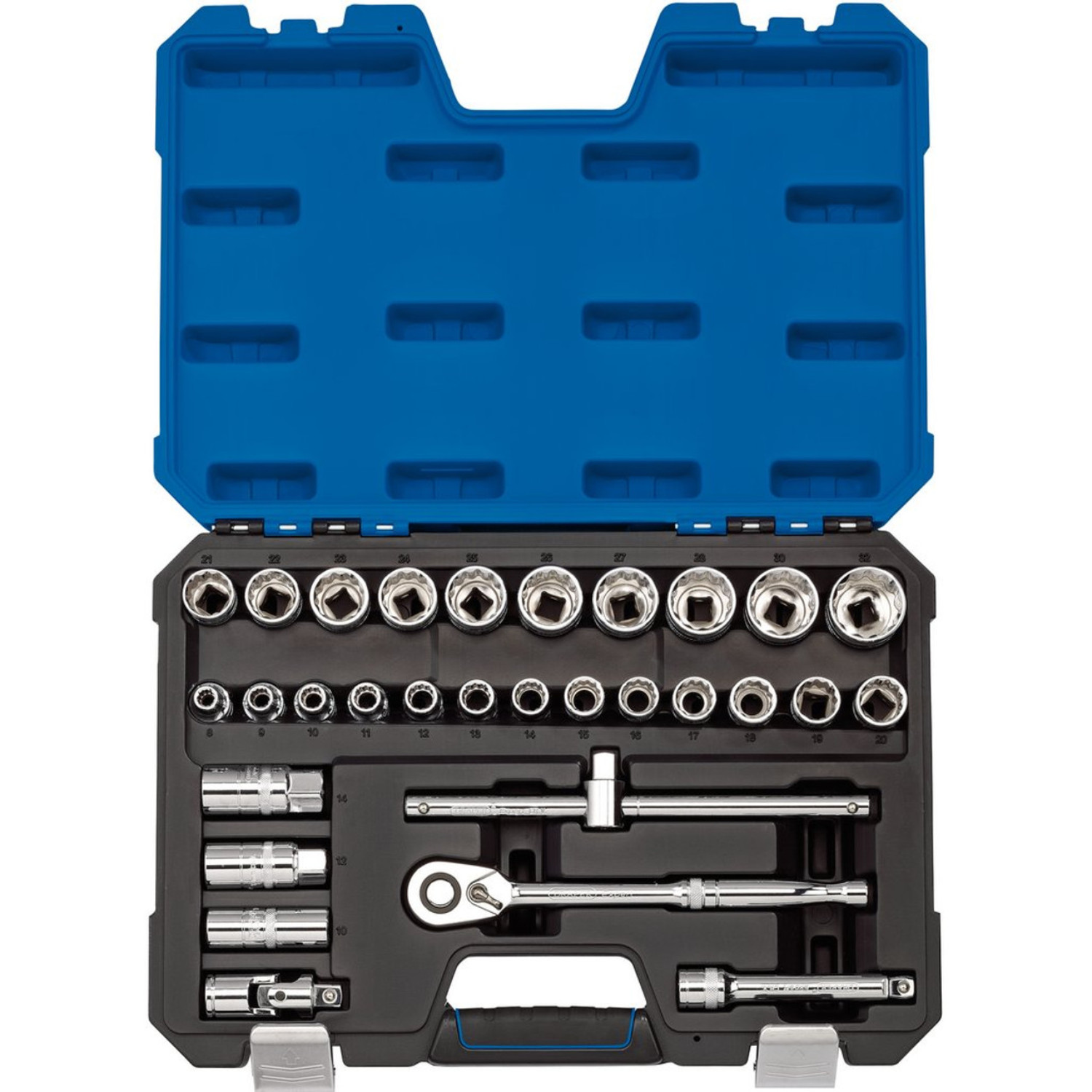 Draper 30 Piece Metric Socket Set 1/2-Inch Square Drive Polished Chrome 8 – 32mm