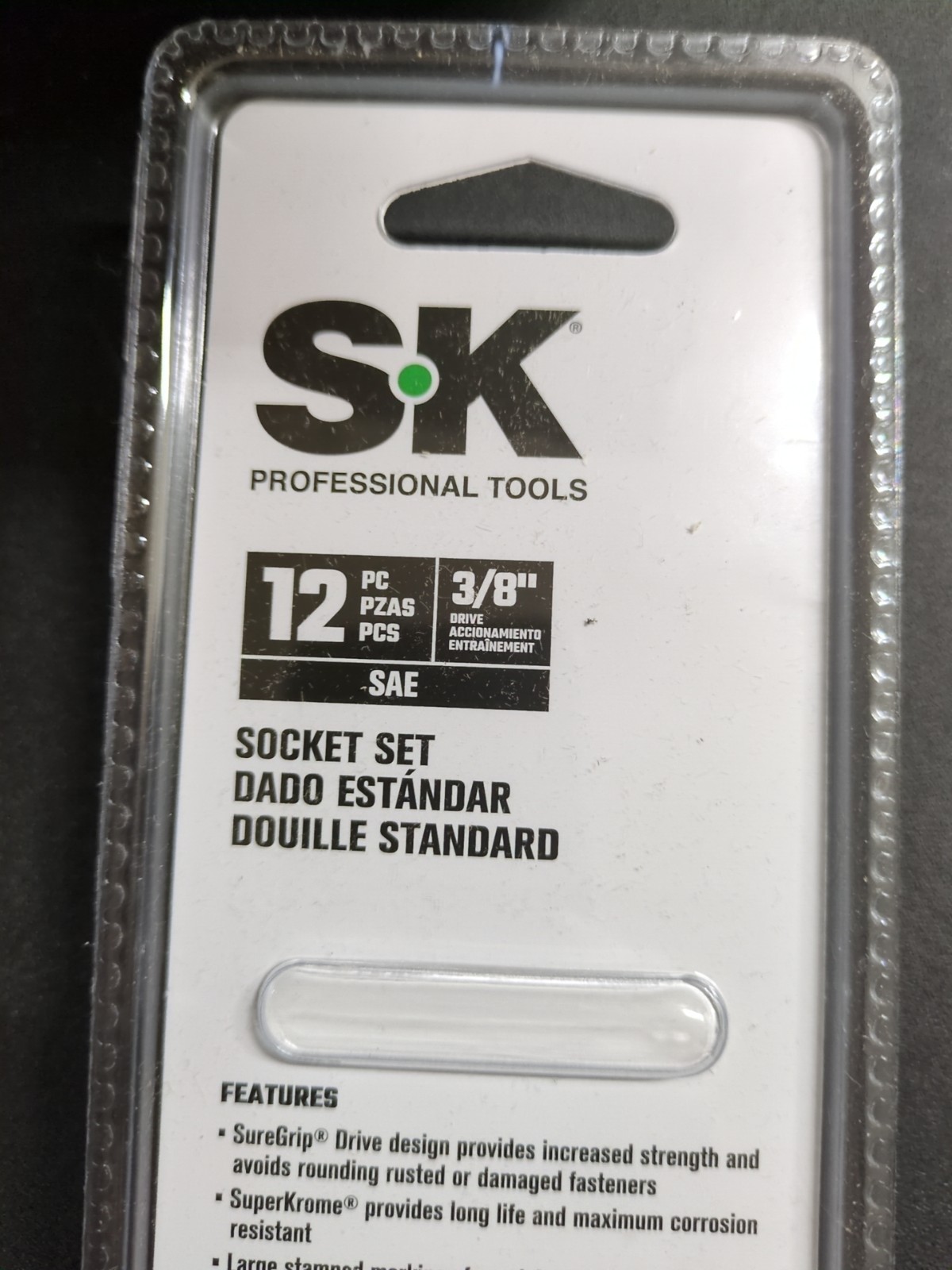 SK Professional Tools 3/8″ Drive SAE 12 Piece 6 Point Socket Set