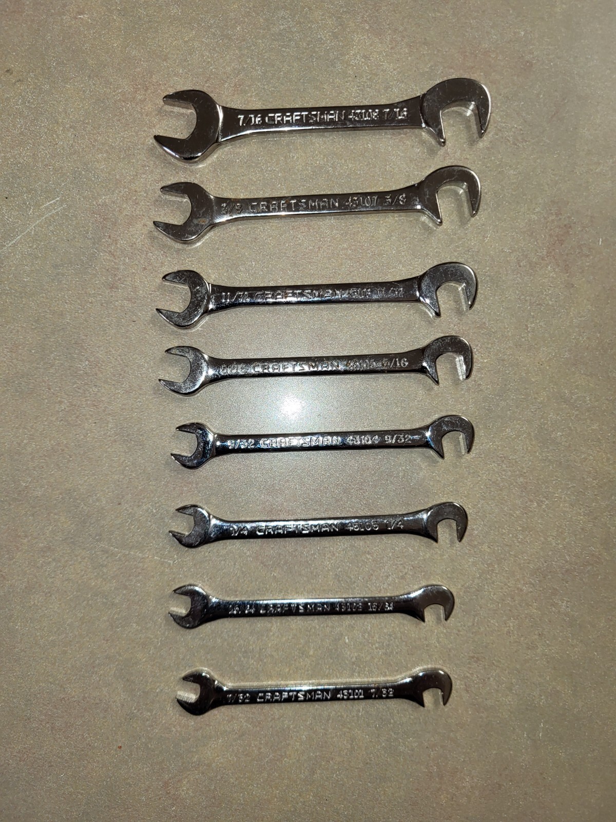 CRAFTSMAN #4306 SAE Open End 8pc Ignition Wrench Set – 7/32″ – 7/16″ – USA