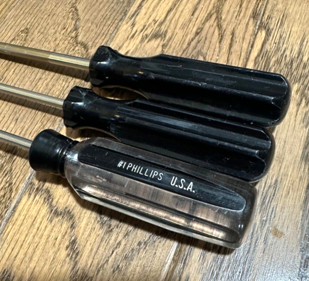 🇺🇸 RemGrit Tools Screwdriver Set Black Flat Blade Slotted Phillips Lot 3pc USA