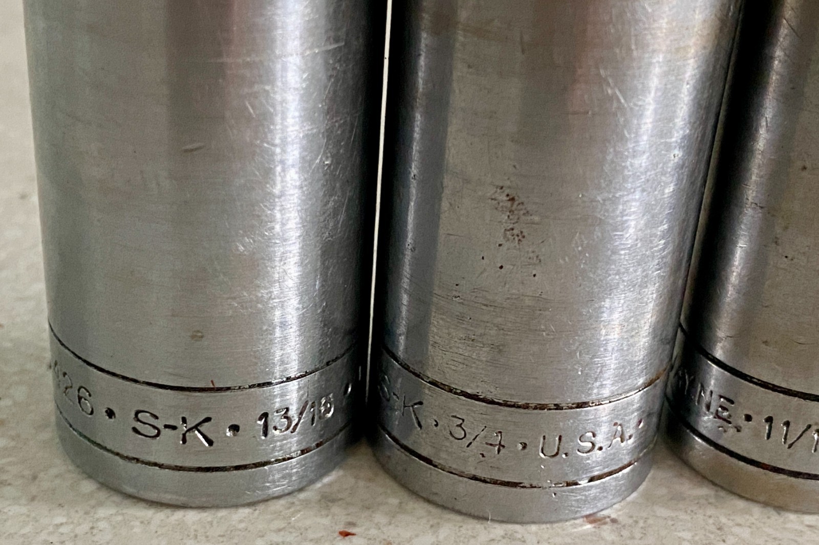 SK Tools Deep Socket Lot 6 Point 8 Pc USA 3/8 7/16 1/2 9/16 11/16 3/4 13/16 5/8