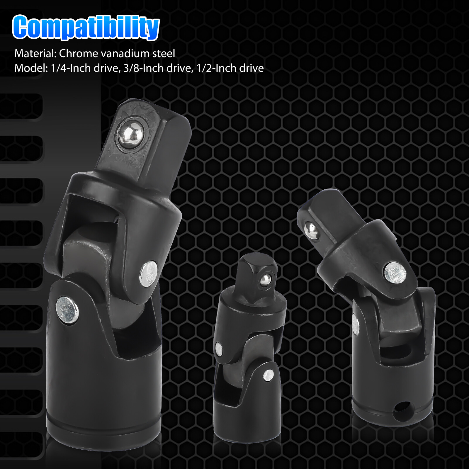 3Pcs 1/4″ 3/8″ 1/2″ Drive Swivel Impact Universal Joint Sockets Adapter Tool Set