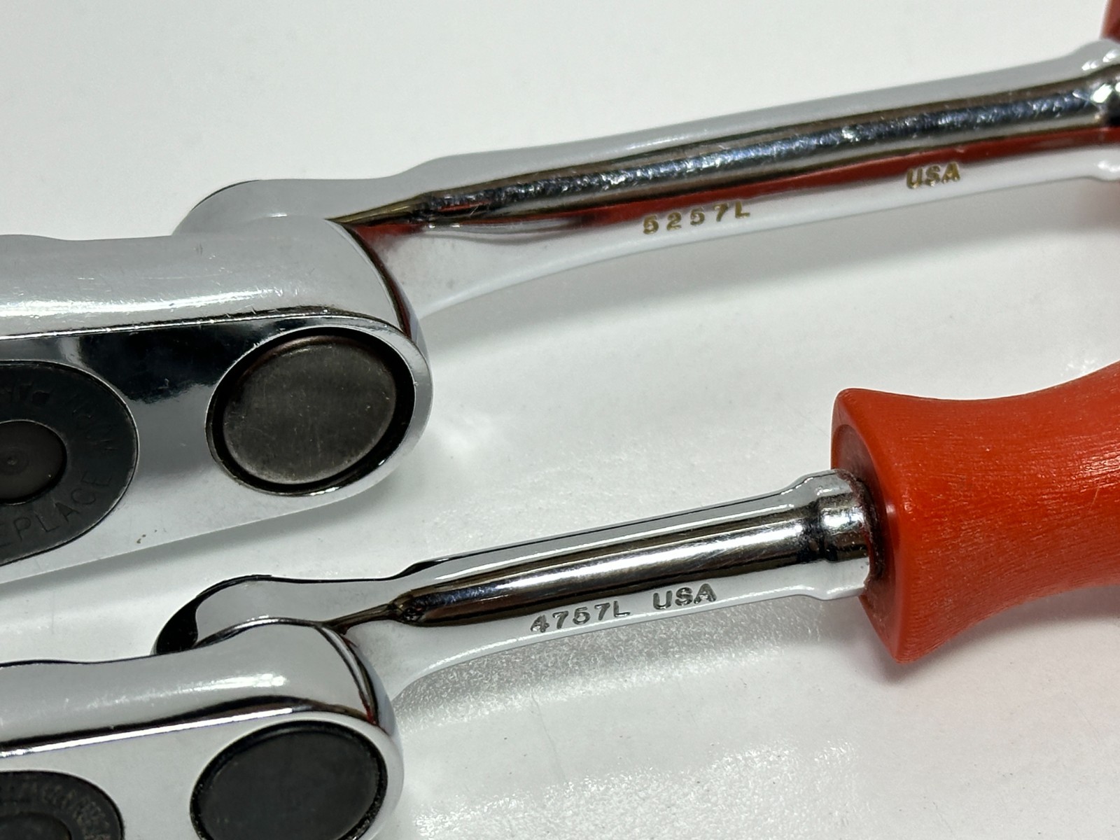 Proto USA Rare 2pc 5257L 3/8 Drive, 4757L 1/4 Drive Indexable Ratchet Red Handle