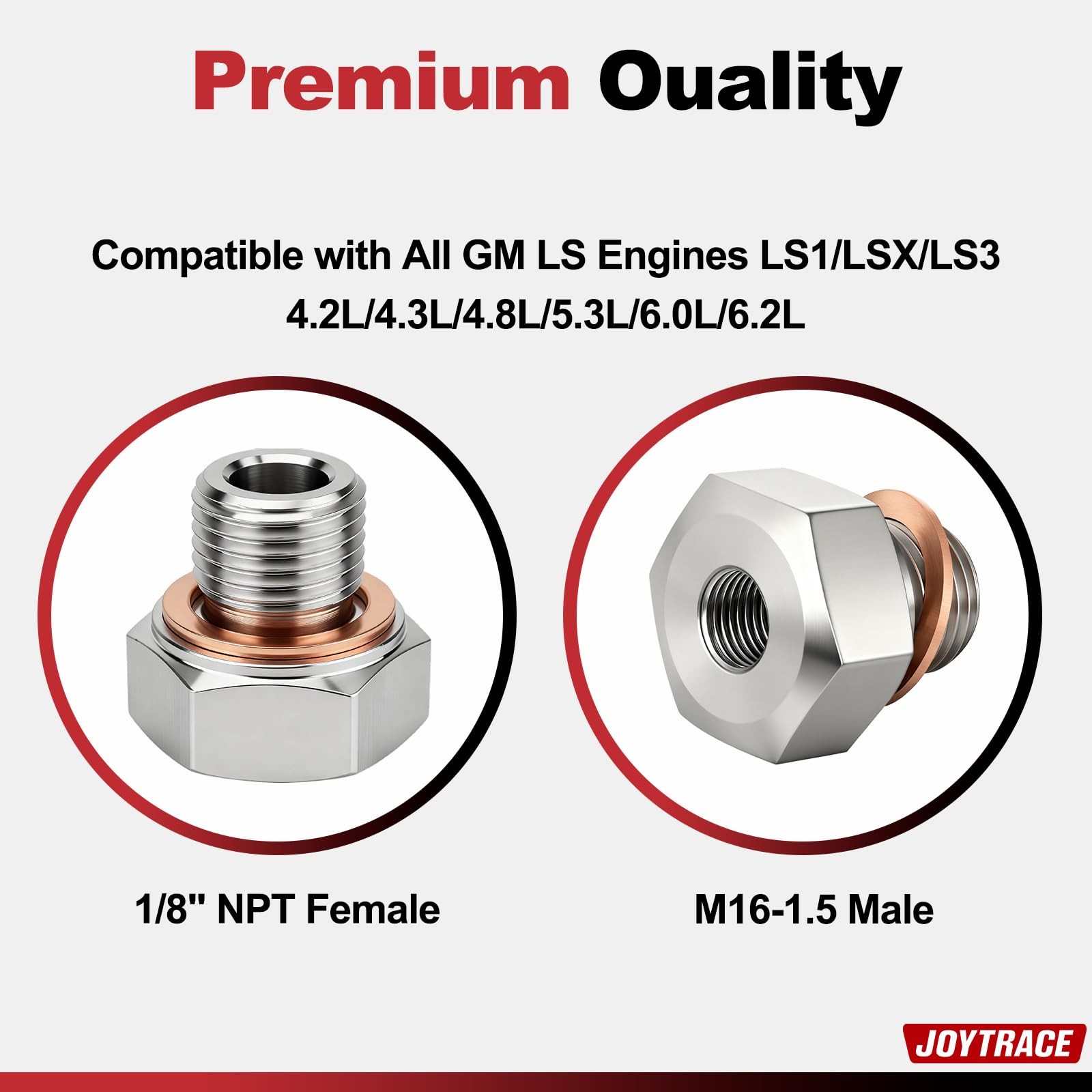 LS Swap Oil Pressure Sensor Adapter Fitting, M161.5 Male to 1/8″ NPT Female T…