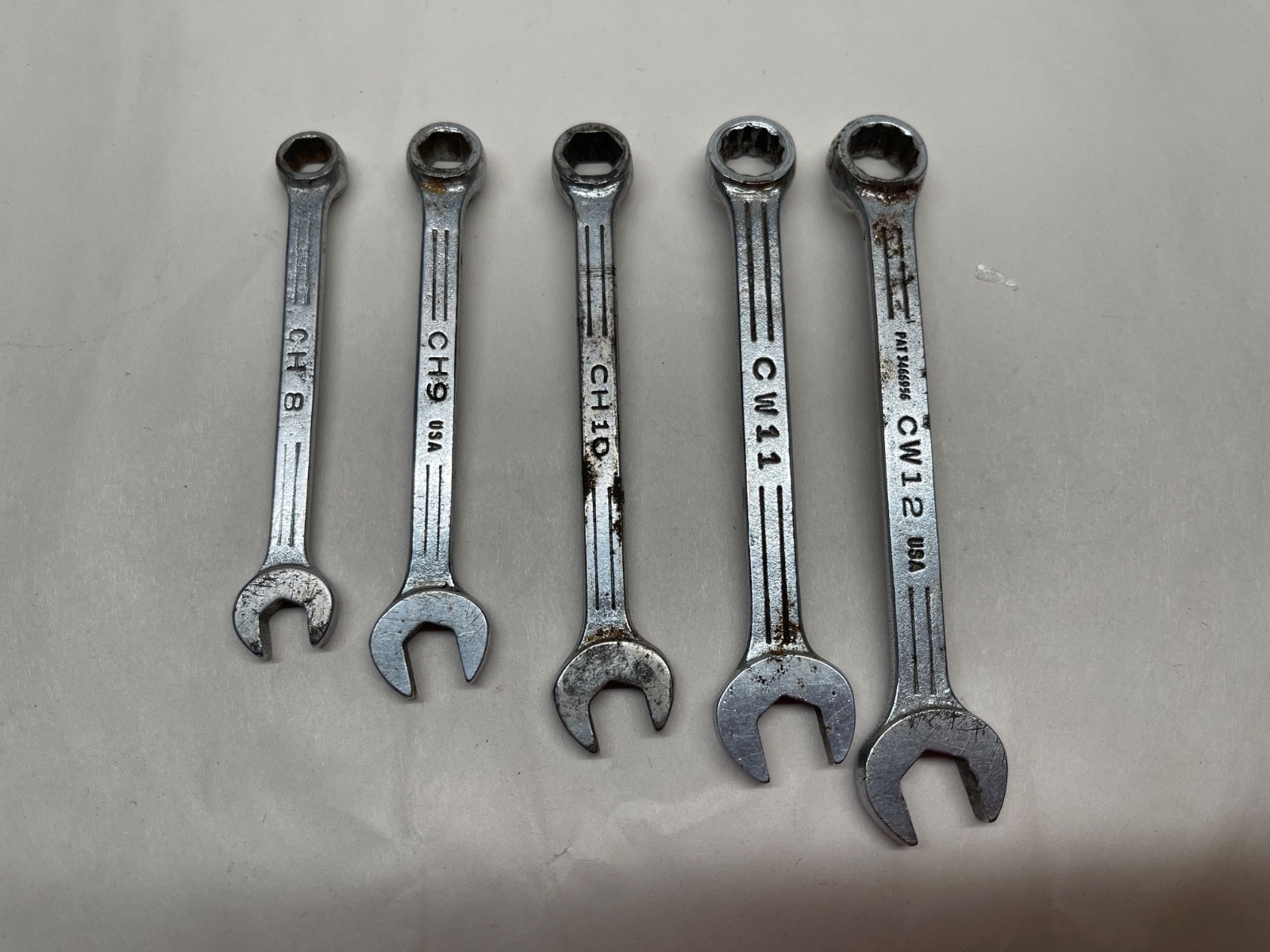 Lot of 5 Vintage MAC Tools Combination Wrenches USA: CH 8 9 10 & CW 11 12