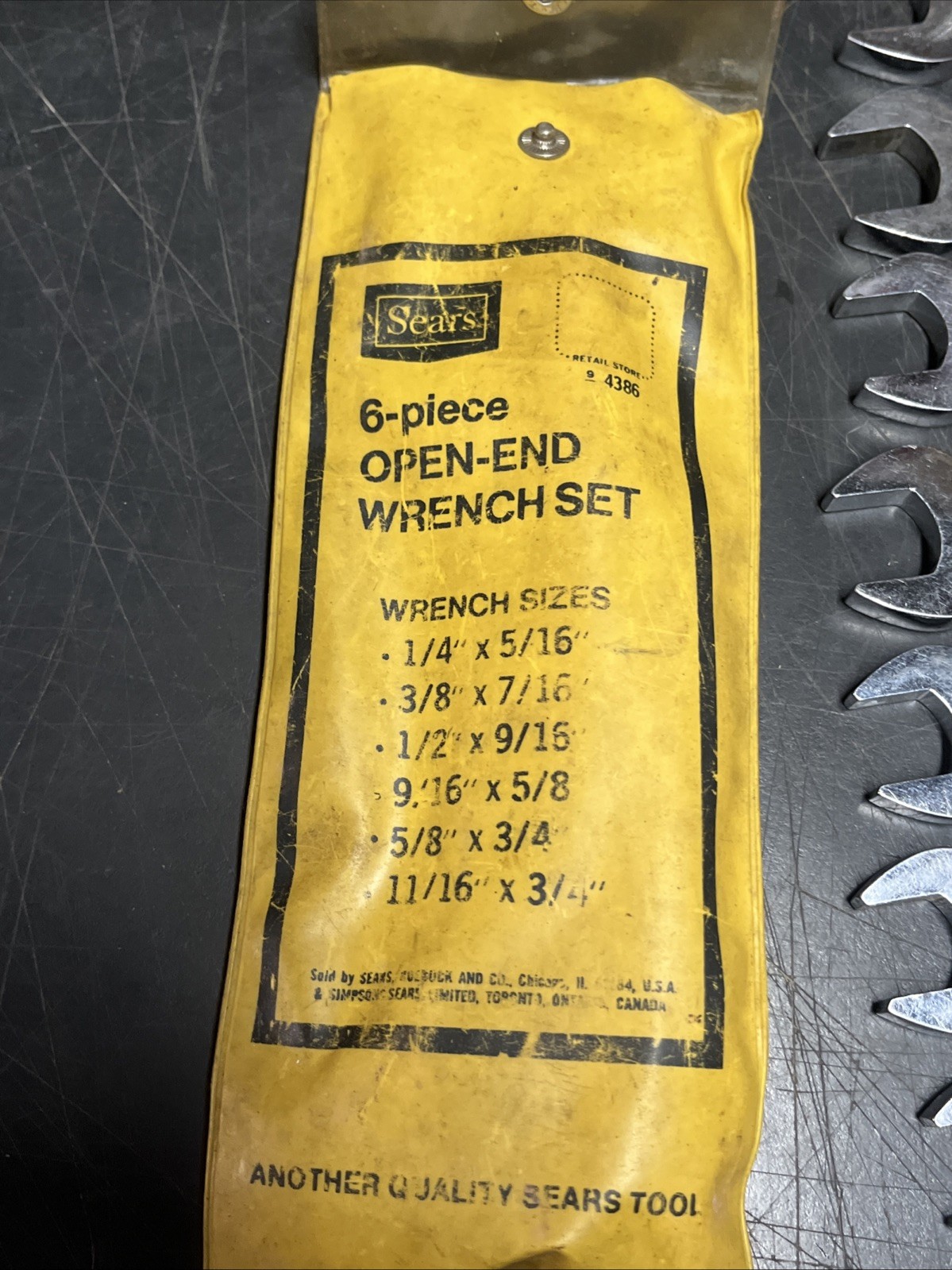 Vintage Sears Double Open End Wrenchs SAE W/ Original Bag 1 Size Missing +extra