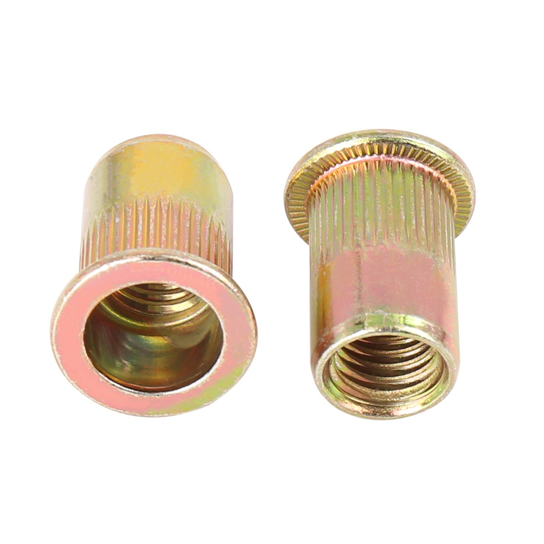 25 Pcs M10 Zinc Plated Carbon Steel Car Flat Head Rivet Nut Threaded Insert