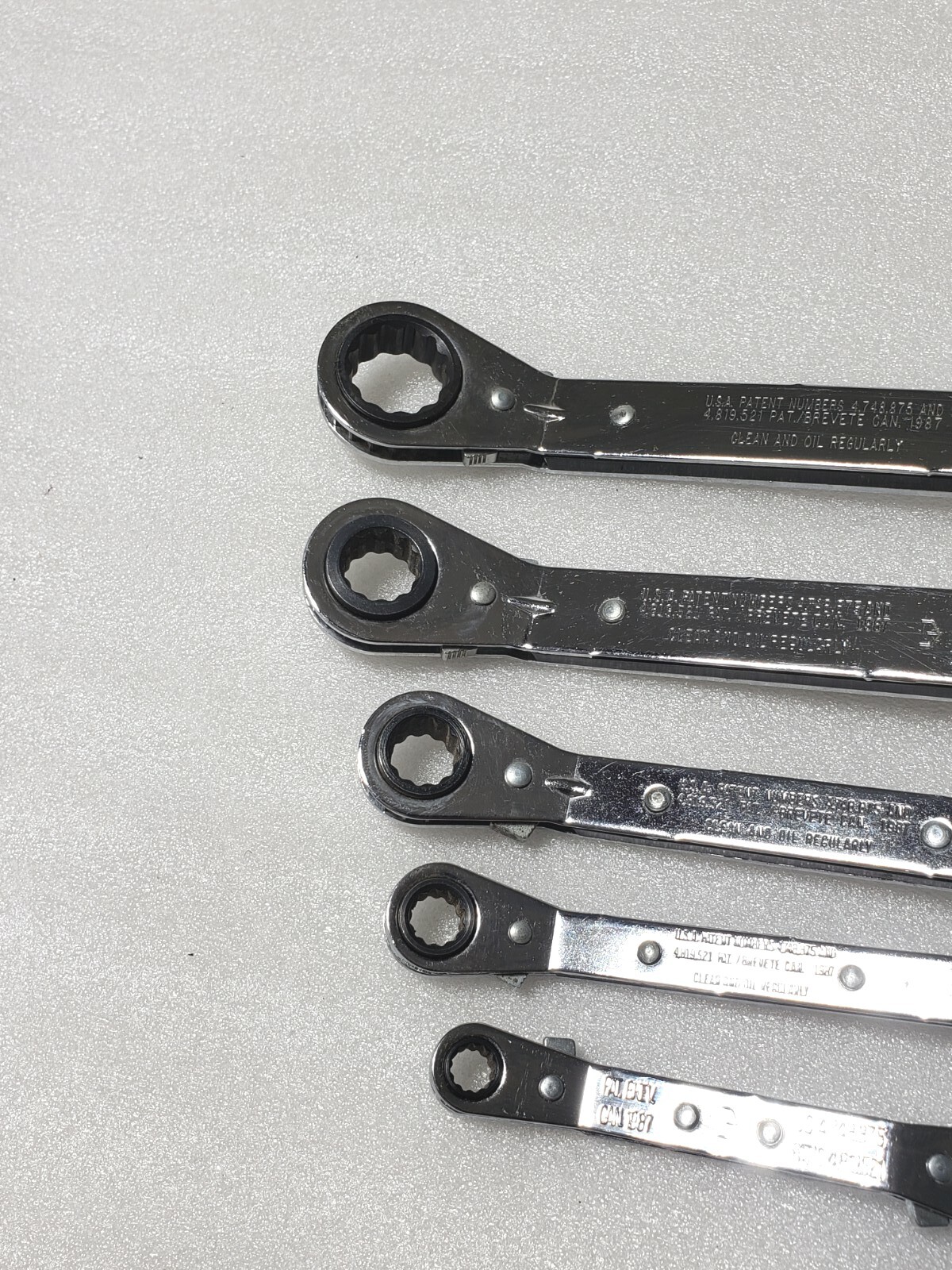 5 Pcs.- Craftsman Metric 12 Pt. Offset Box End Ratcheting Wrench Set 7mm. – 21mm