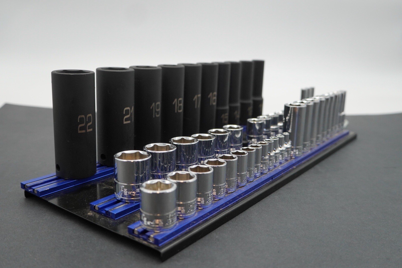 Matco Tools ADV Silver Eagle Socket Set Metric Deep Shallow Chrome Impact Rail