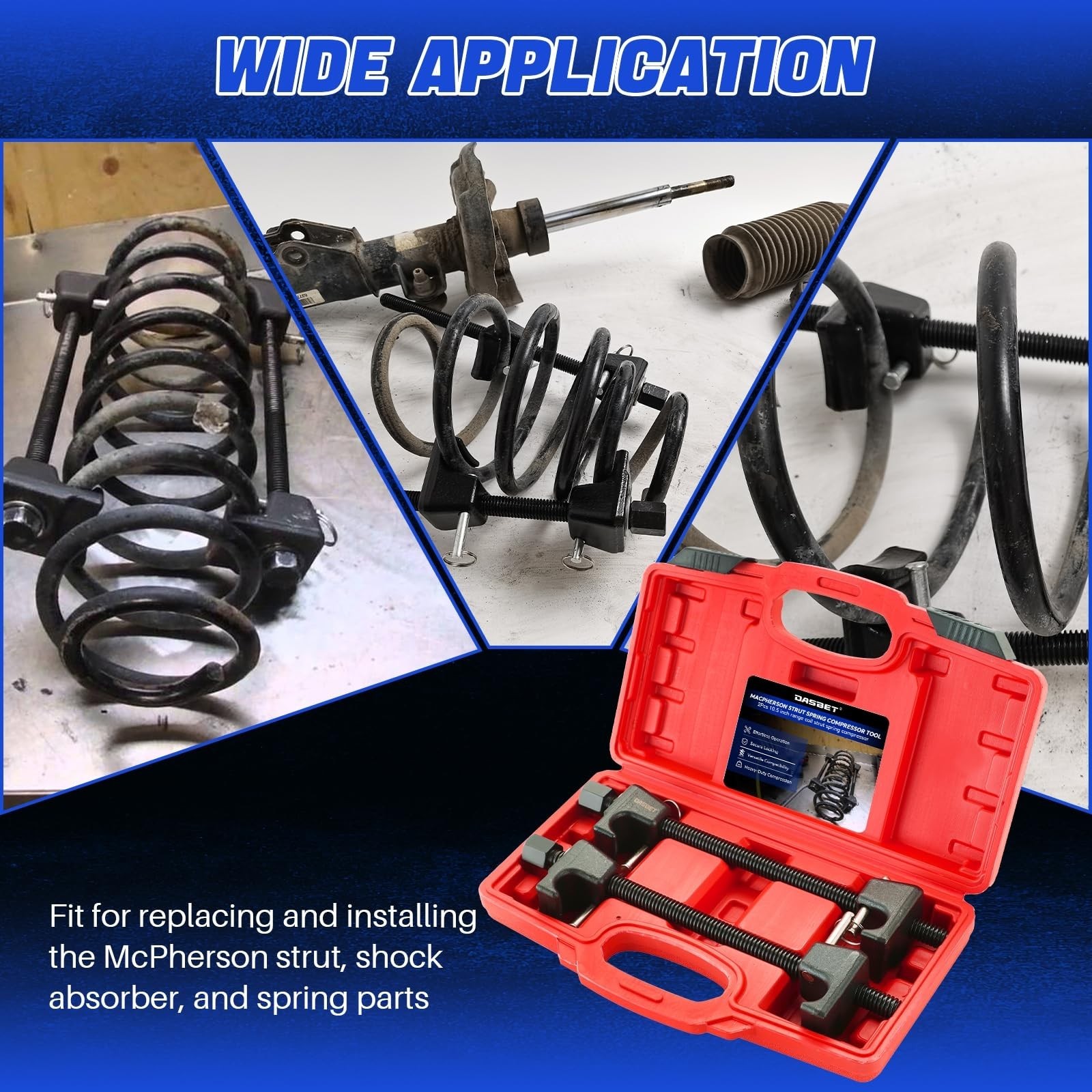 2PCS Coil Spring Compressor Tool Kit – Macpherson Strut, 10.5in Range, Detent Pi