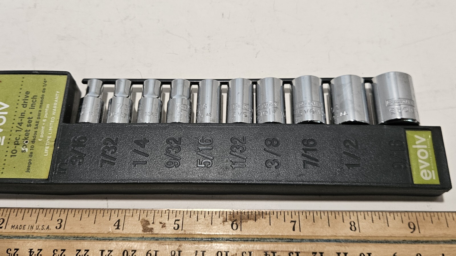 Craftsman Evolv 10 Piece Socket Set 10036 1/4″ Drive 6 Point 3/16″ to 9/16″ New