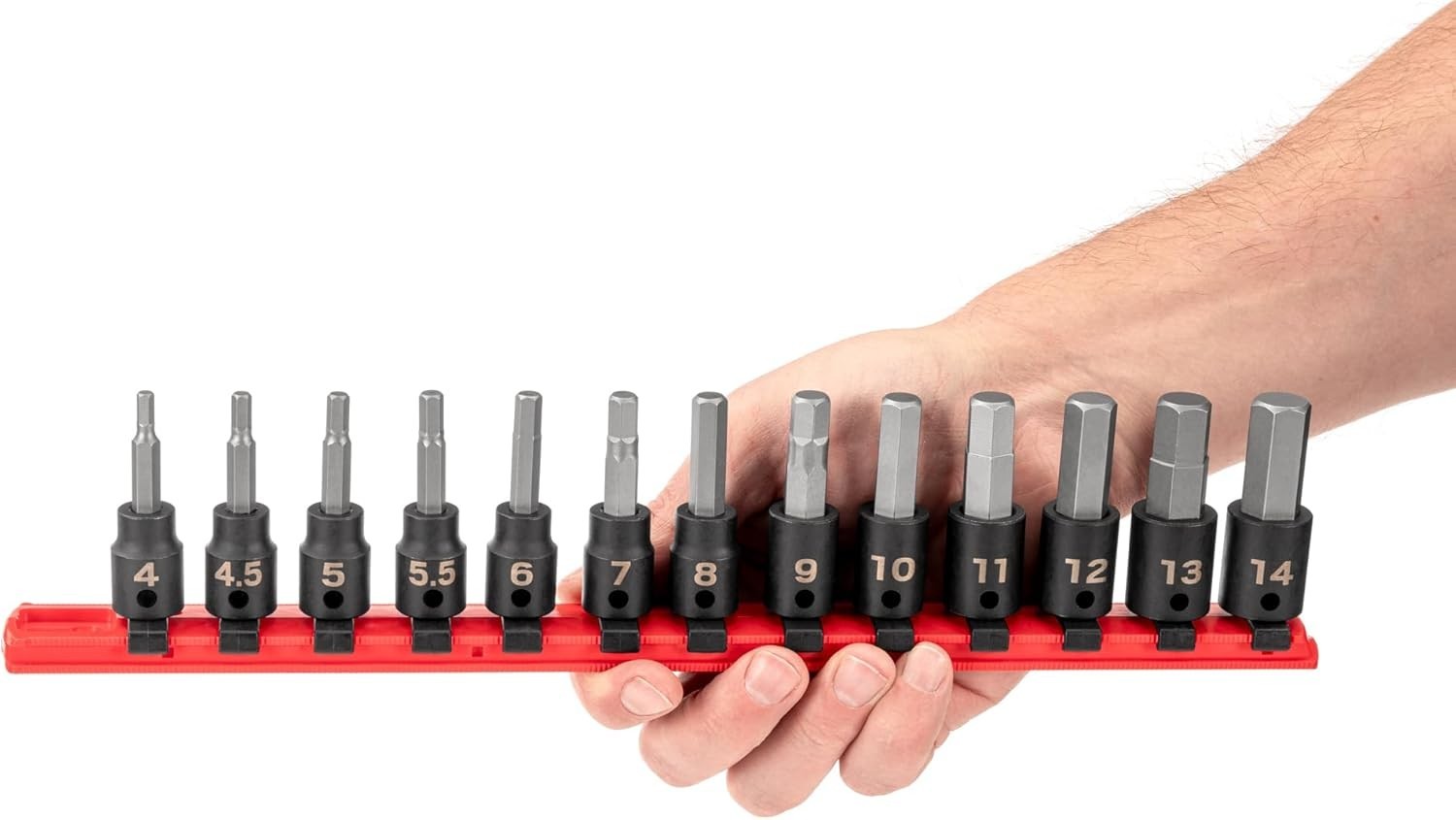 13-Piece Hex Impact Bit Socket Set with Rail – Precision & Durability