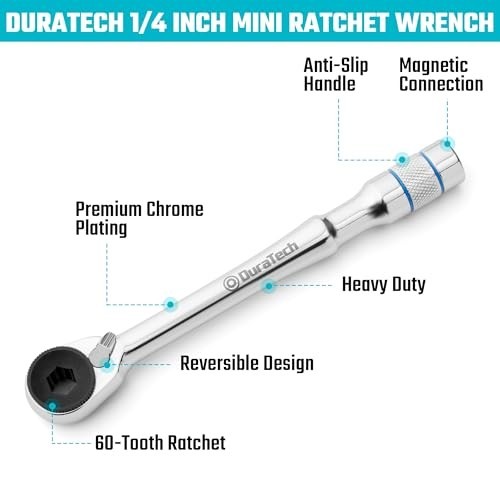 1/4 T-Handle Ratchet, Mini Ratchet Wrench with Hex Bit Extension Set, Compatibl