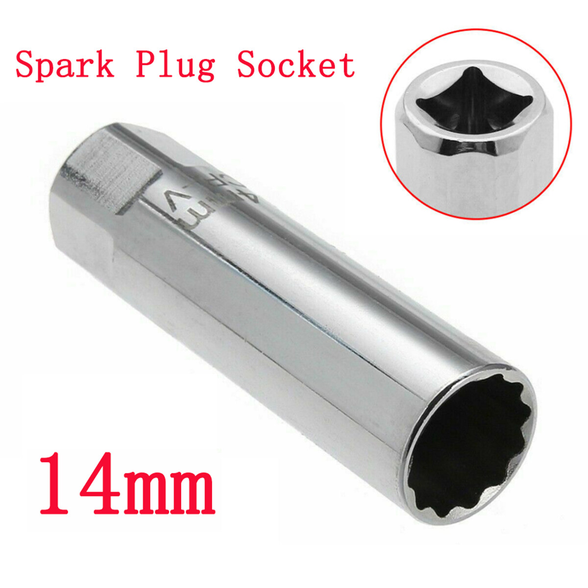1PCS Spark Plug Socket Removal Tool Thin Wall 12 Points 14mm Magnetic 3/8″ Drive