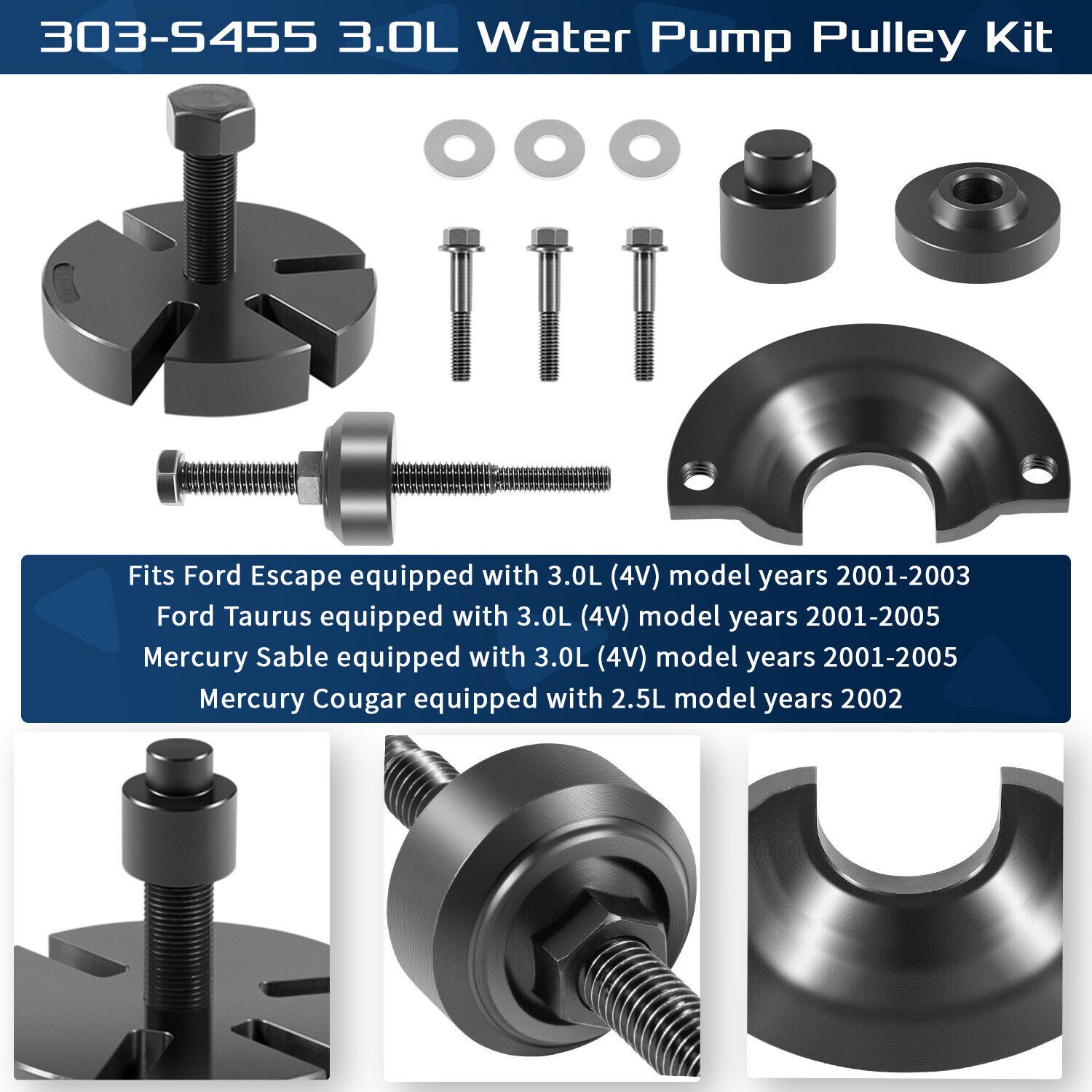 Water Pump Pulley Removal Tool 303-S455 303-009 211-185 For Ford Mercury 3.0L