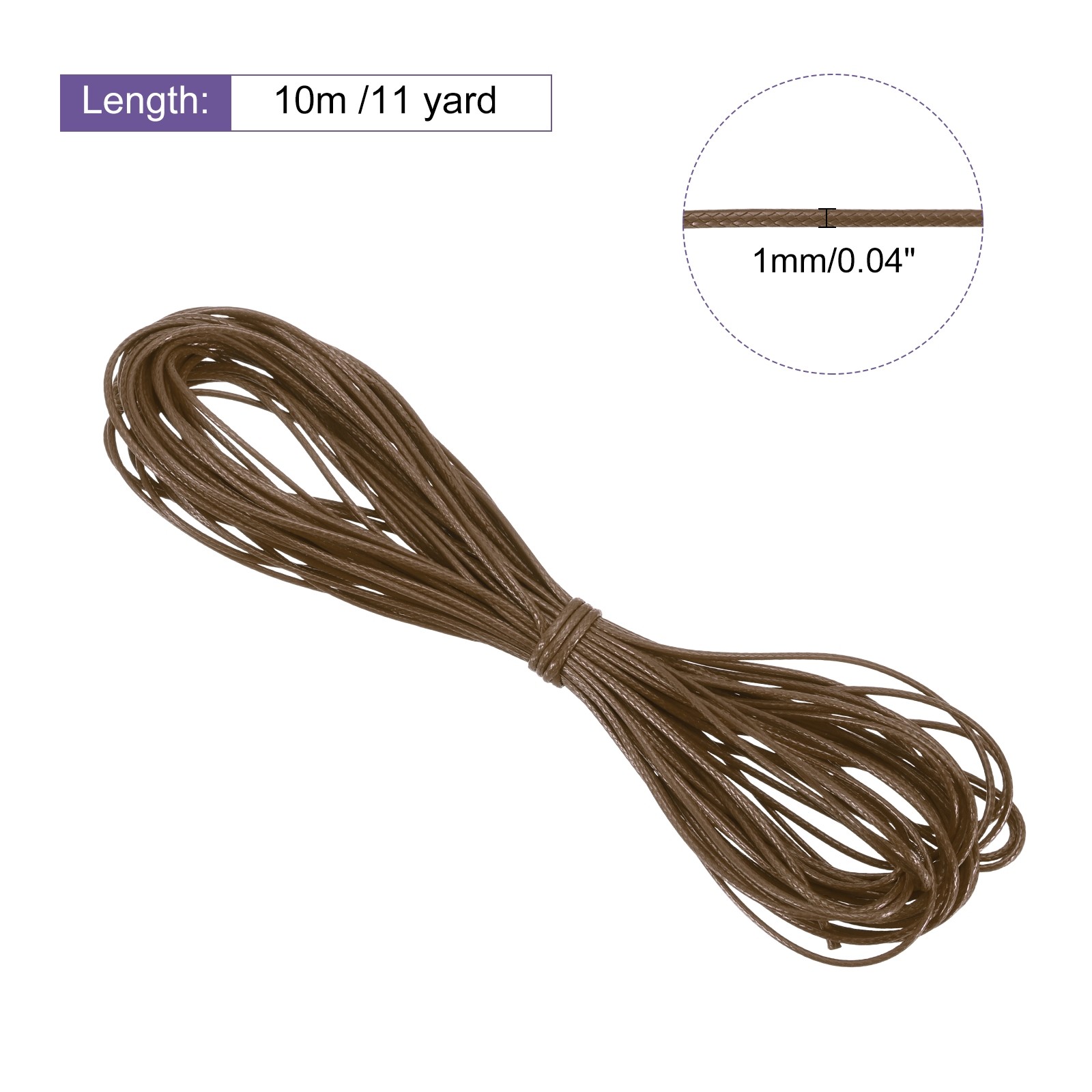 Brown 1mm Waxed Cord 11 Yard Wax Bead Thread String for Jewelry Make