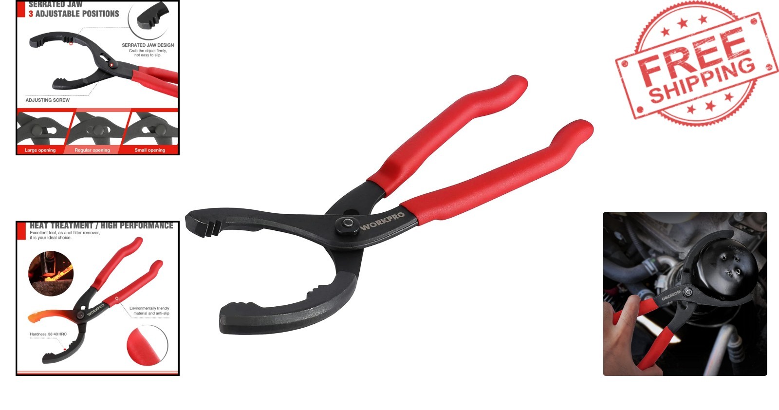 Workpro W114083A 12″ Oil Filter Pliers – Ideal for Tight Spaces and Heavy Use