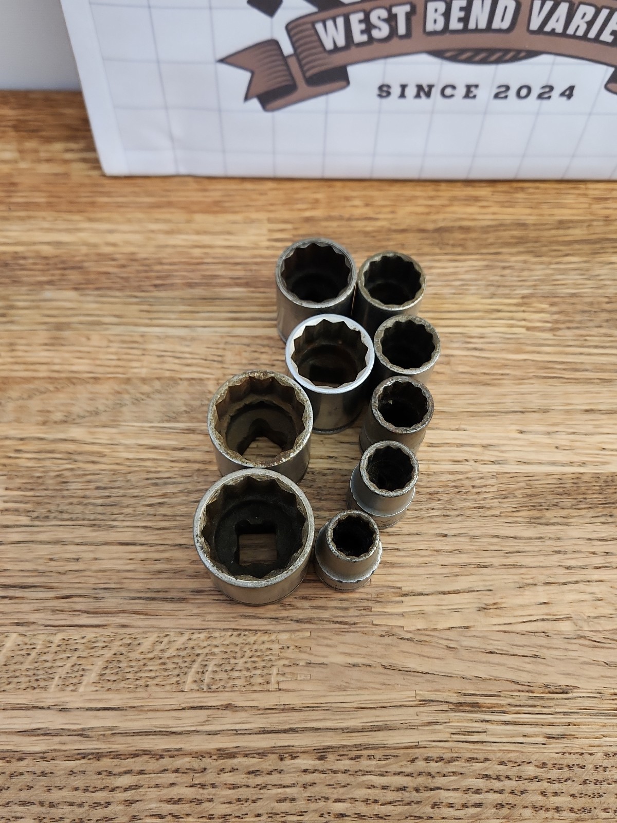 Vintage H Underline Husky 1/2″ Drive Socket Set Made In USA 9 Pieces
