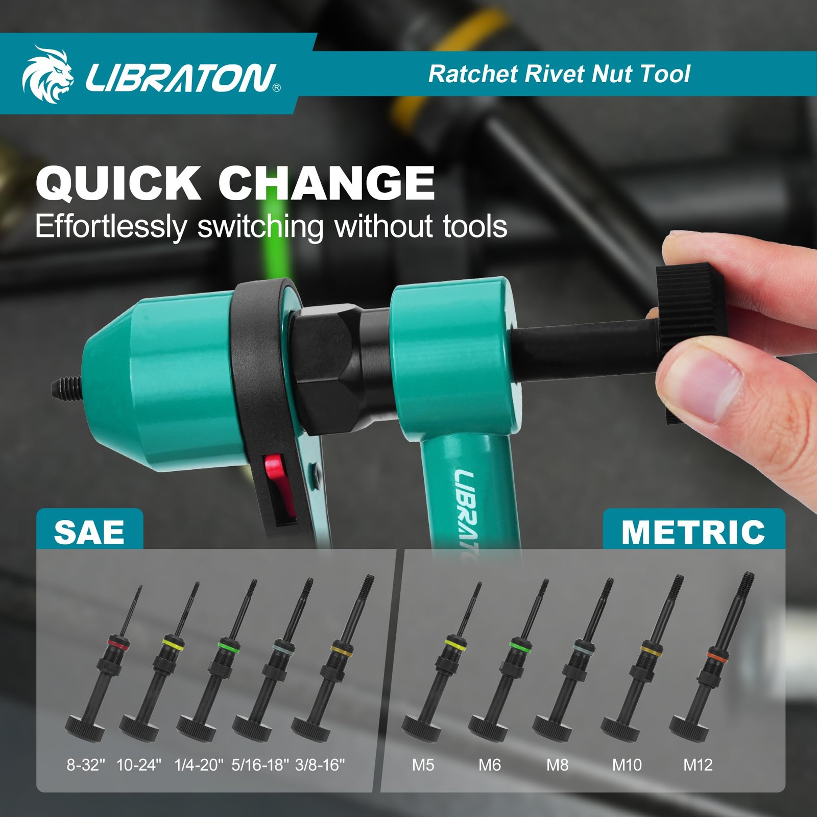 LIBRATON Rivet Nut Tool, Rivnut Professional Ratchet SAE and Metric