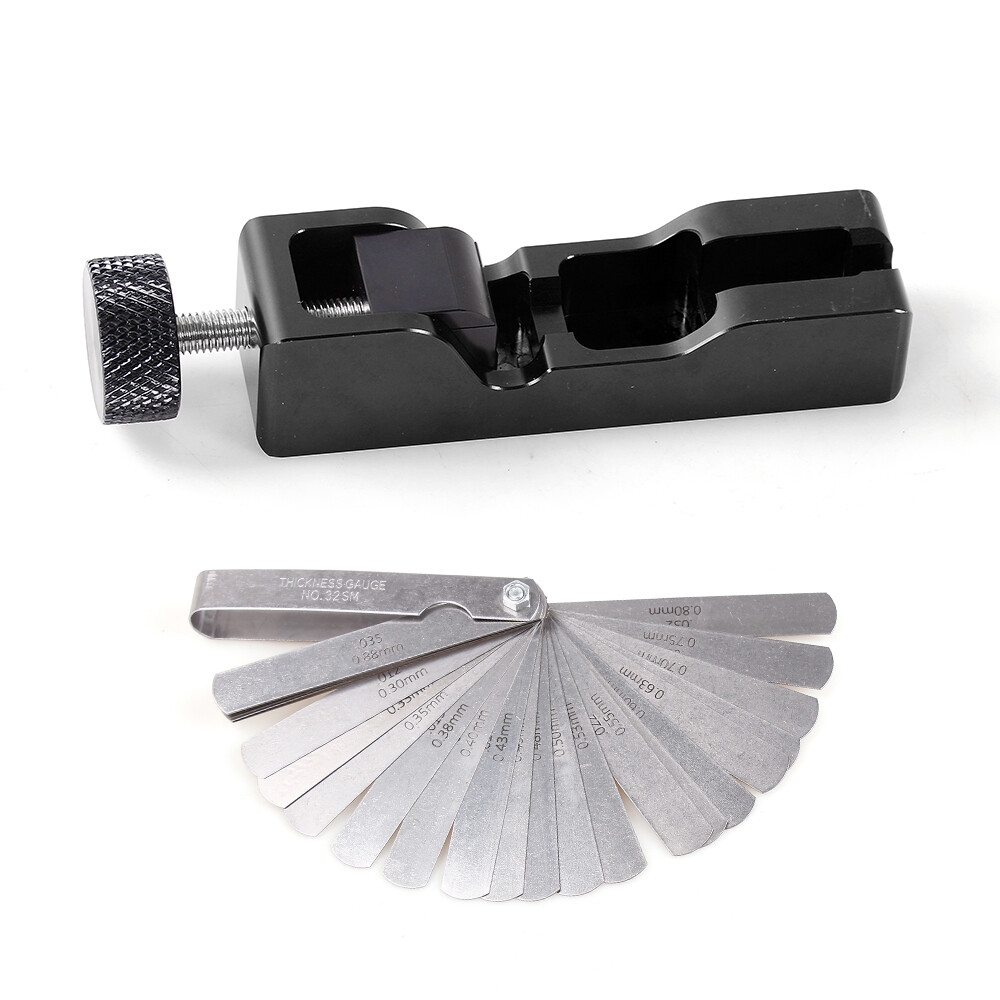 Matte Engine Spark Plug Gap Gapper Tool with 32 Blades Measuring Tool Metric SAE