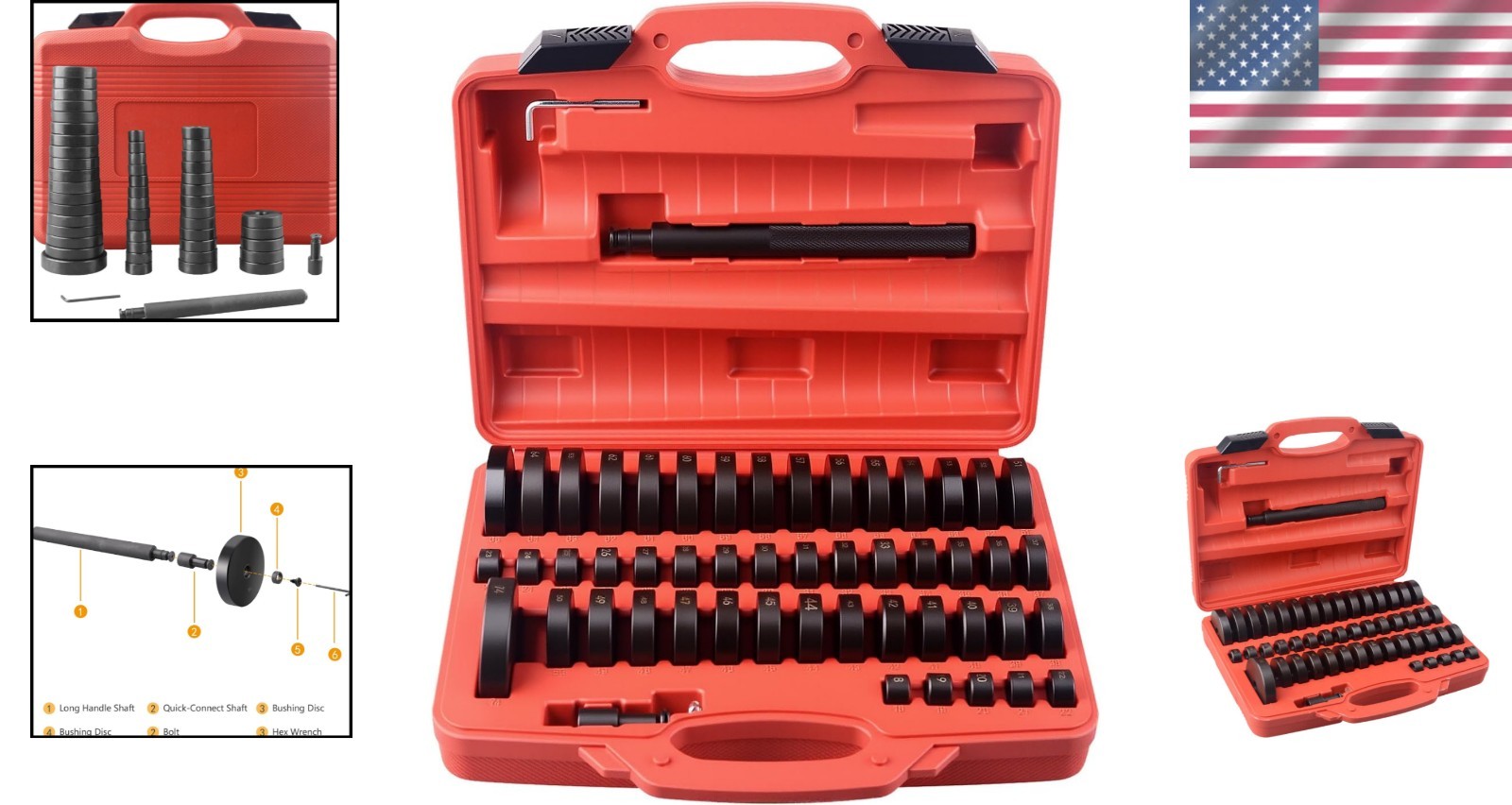 Professional Bushing Driver Set with 50 Interchangeable Discs for Speedy Repairs